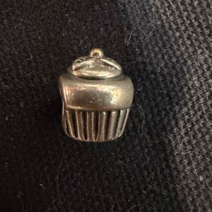 Pandora Two Tone Silver Gold Cupcake Charm , 925 silver , twist or slide on